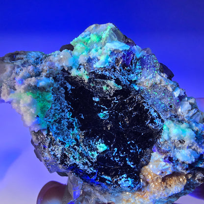 Phantom Fluorit Würfel, Rauchquarz, Schörl Turmalin, Hyalit Erongo, Namibia 66*49*37mm