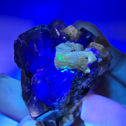 Cubes de fluorite fantôme transparente, muscovite et hyalite, spécimen d'Erongo, Namibie, 46 x 43 x 35 mm 