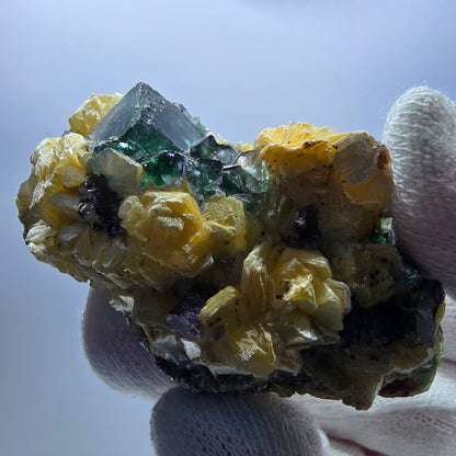 Cube de fluorite fantôme zonal, spécimen de muscovite, Erongo, Namibie, 60 x 33 x 33 mm 