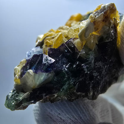 Cube de fluorite fantôme zonal, spécimen de muscovite, Erongo, Namibie, 60 x 33 x 33 mm 