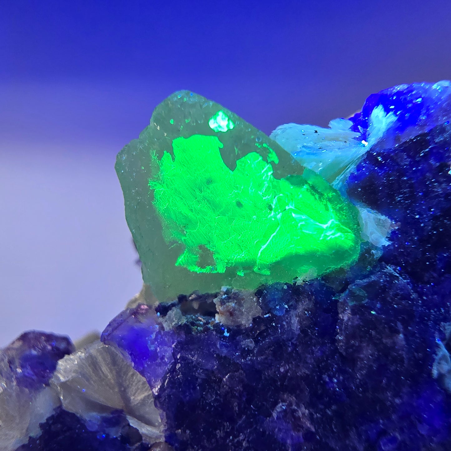 Phantom Fluorit zonal Hyalit Rauchquarz Muskovit Stufe Erongo Namibia 71*65*46mm