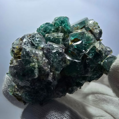 Cube de fluorite fantôme zonal, spécimen de tourmaline Schorl, Erongo, Namibie, 66 x 49 x 33 mm 