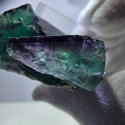 Spécimen rare de cube de fluorite fantôme, vert-violet zonal, Okorusu, Namibie, 46 x 37 x 24 mm 