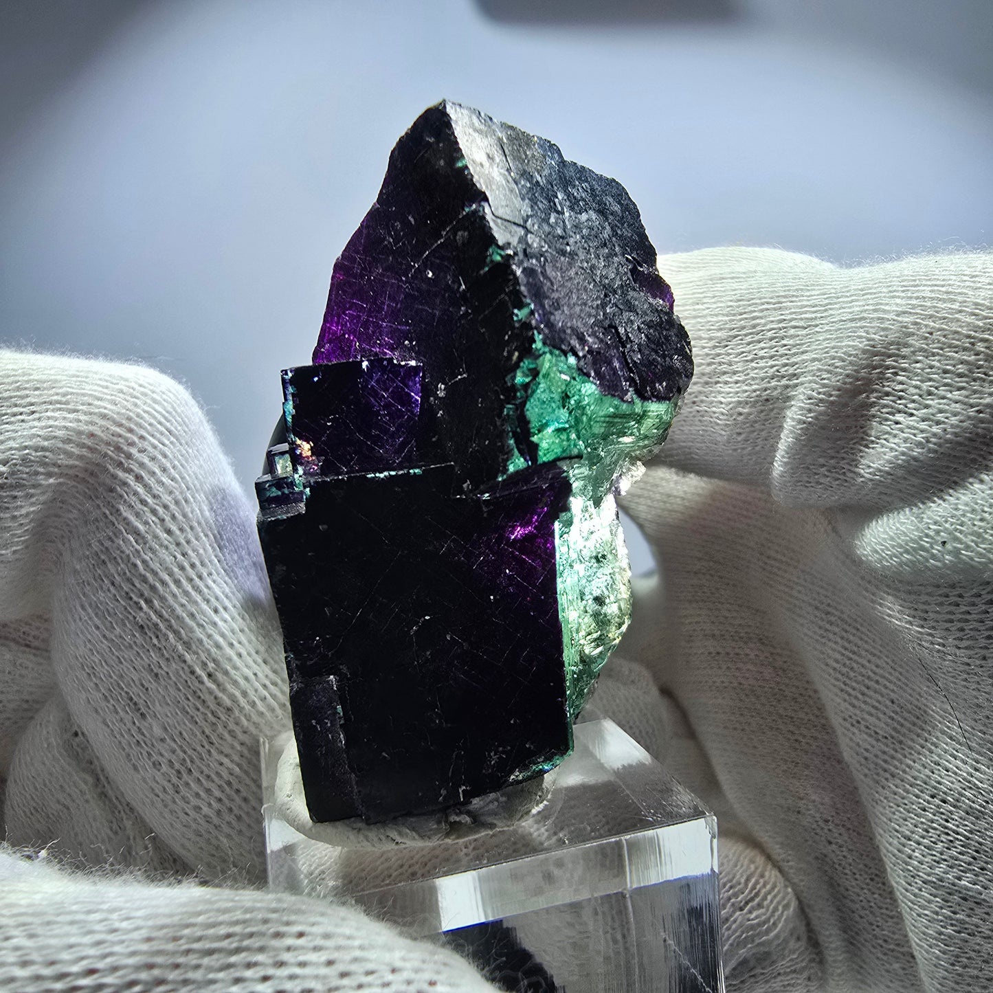 Fluorit Würfel Stufe, parkettiert grün lila 11:11 Angel Pocket Okorusu, Namibia 53*28*29mm