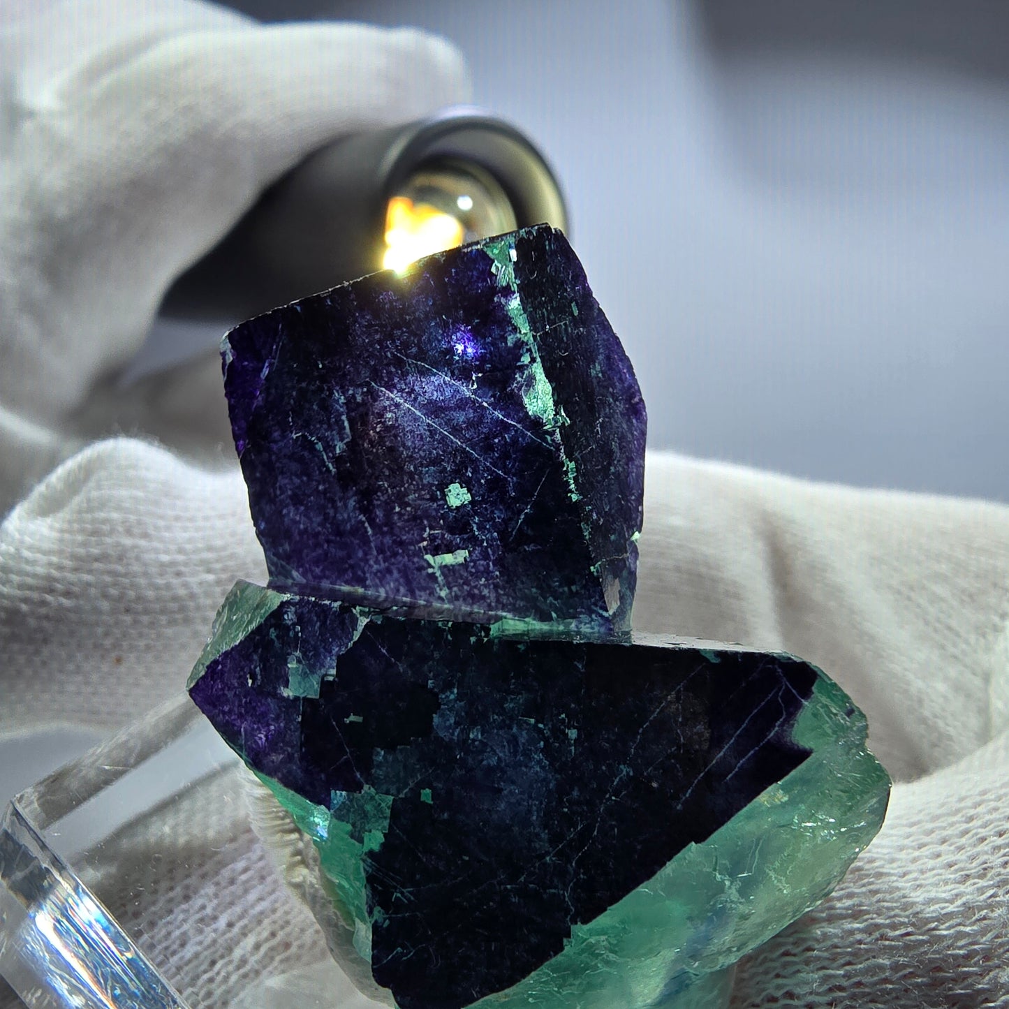 Fluorit Würfel Stufe, parkettiert grün lila 11:11 Angel Pocket Okorusu, Namibia 43*35*19mm