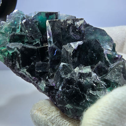Seltene Phantom Fluorit Würfel Stufe zonal grün lila Okorusu, Namibia 71*53*29mm