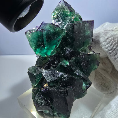 Spécimen de cube de fluorite fantôme, parqueté vert violet Okorusu, Namibie 79*54*31 mm 