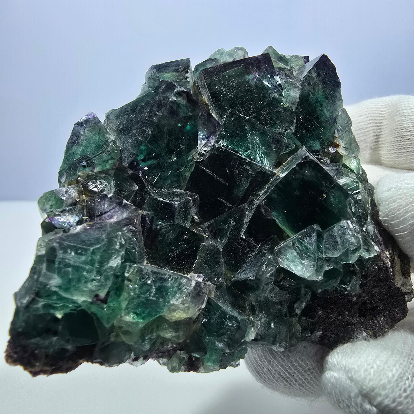 Phantom Fluorit Würfel Stufe, parkettiert grün lila Okorusu, Namibia 81*63*31mm