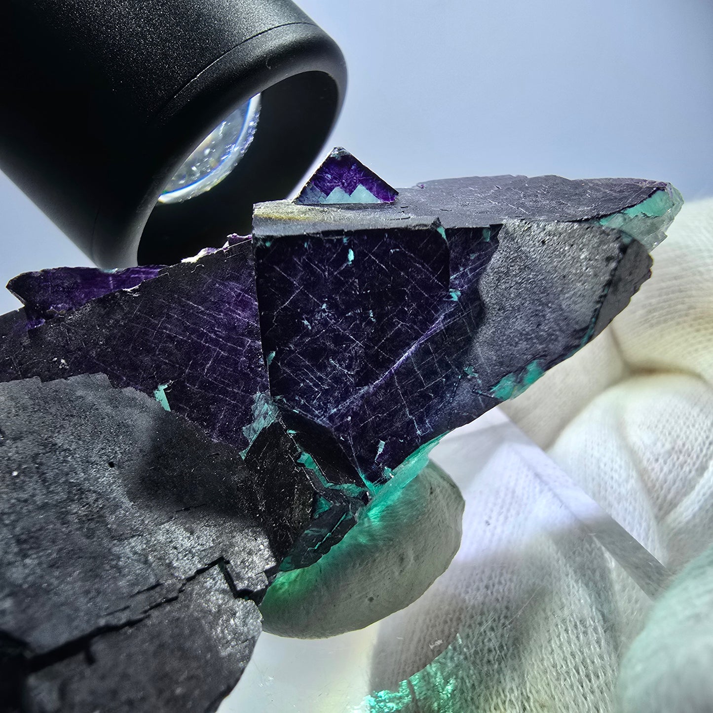 Fluorit Würfel Stufe, parkettiert grün lila 11:11 Angel Pocket Okorusu, Namibia 66*39*24mm