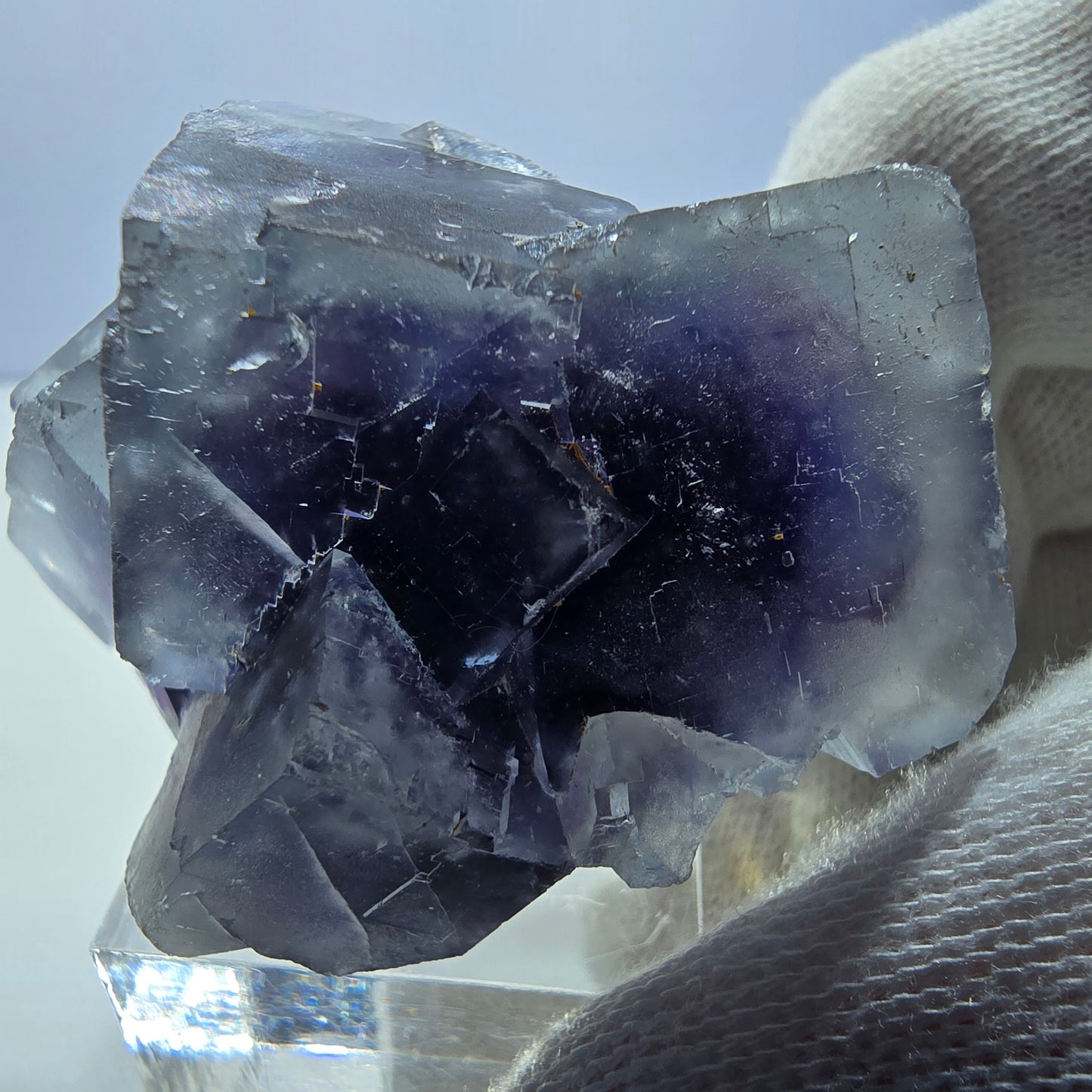 Seltene Phantom Fluorit Würfel Stufe blau lila Okorusu, Namibia 42*53*31mm