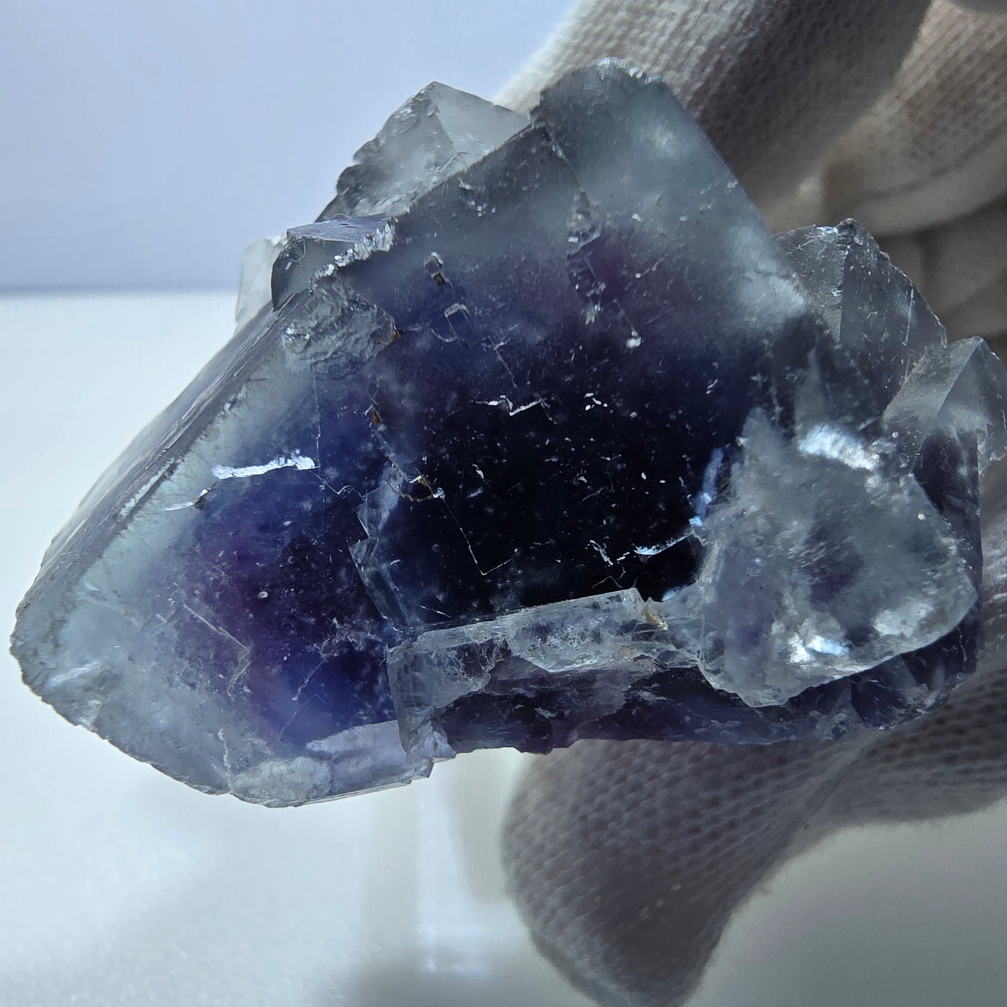 Seltene Phantom Fluorit Würfel Stufe blau lila Okorusu, Namibia 42*53*31mm