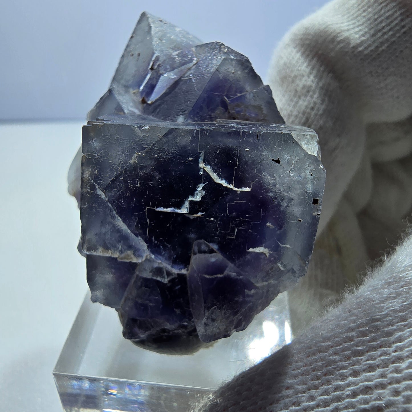 Seltene Phantom Fluorit Würfel Stufe blau lila Okorusu, Namibia 43*33*23mm