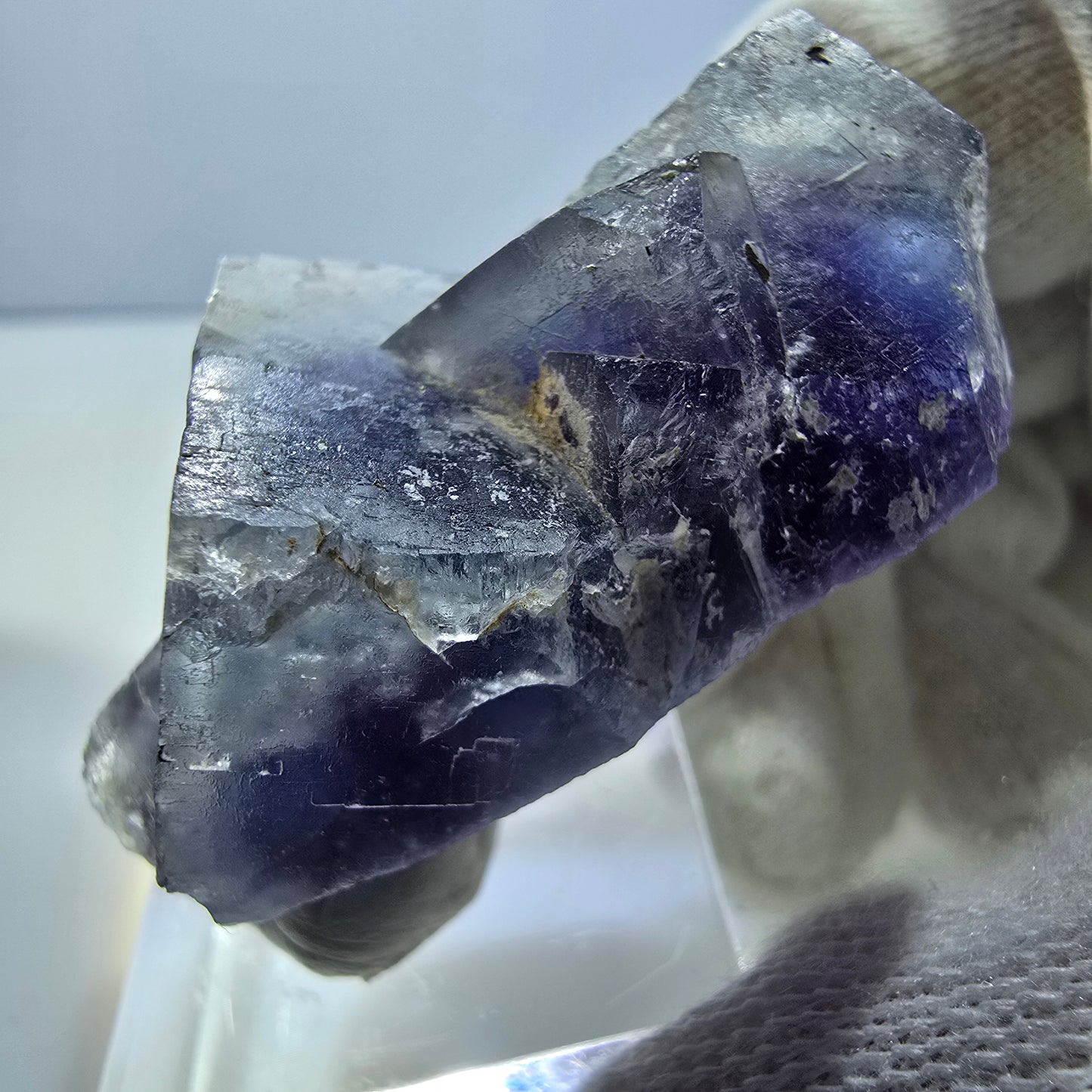 Seltene Phantom Fluorit Würfel Stufe blau lila Okorusu, Namibia 43*33*23mm