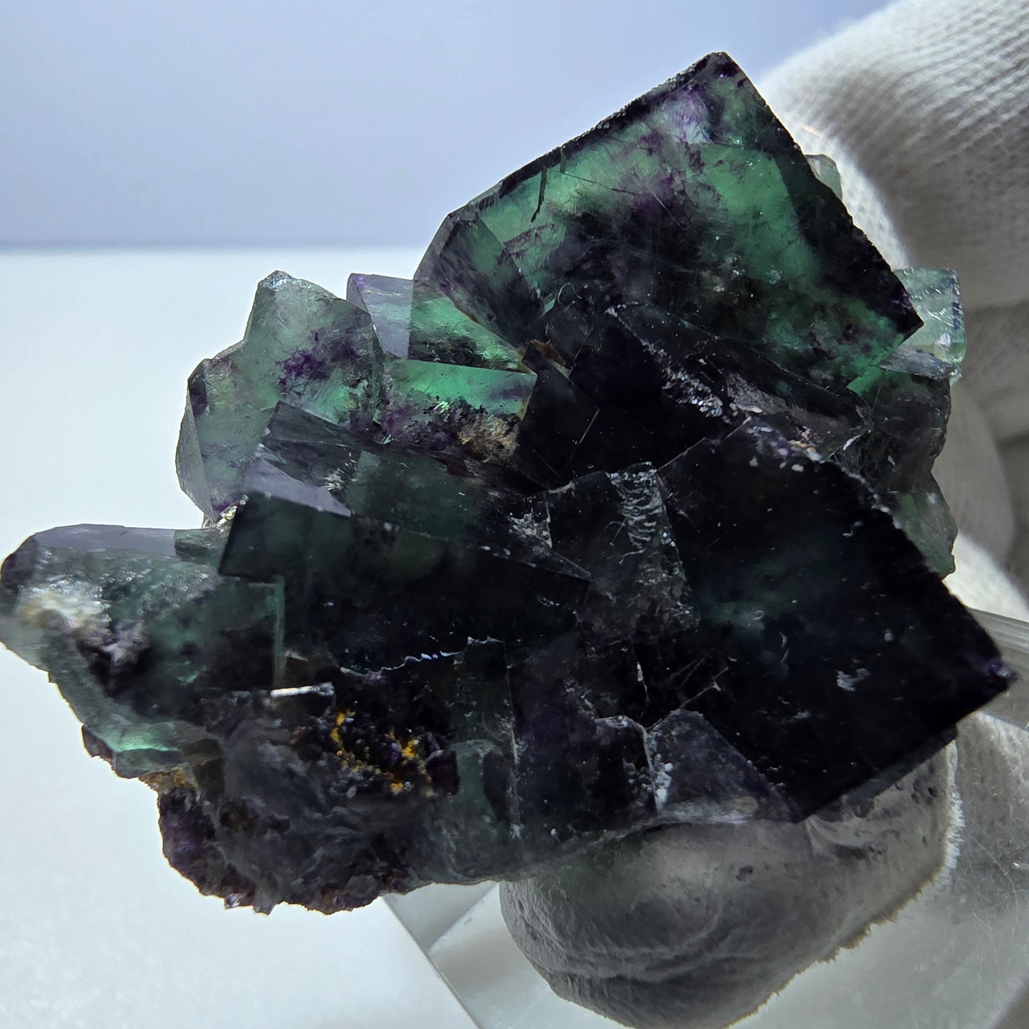 Rare Phantom Fluorite Cube Specimen zonal green purple Okorusu, Namibia 47*30*15mm