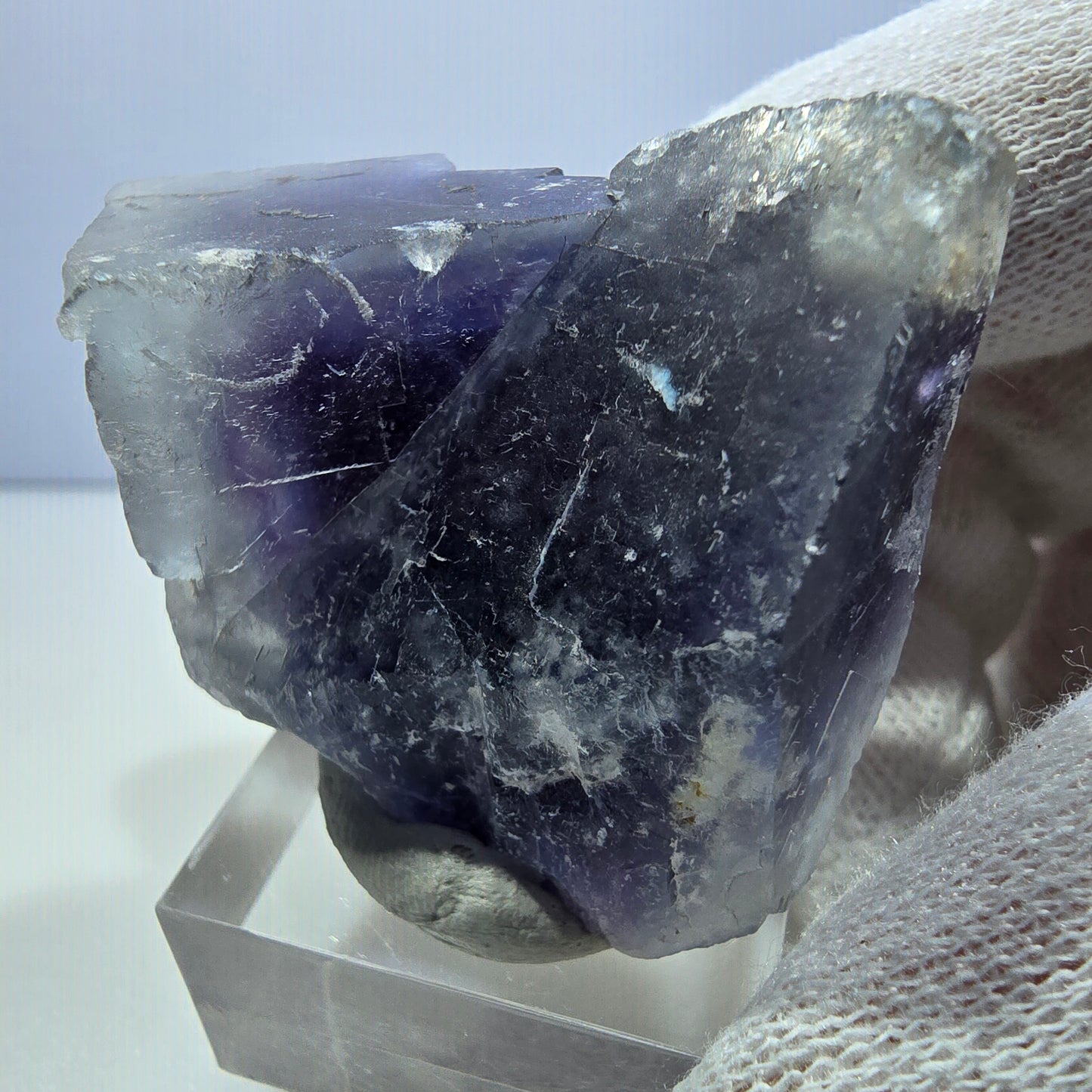 Seltene Phantom Fluorit Würfel Stufe blau lila Okorusu, Namibia 42*35*24mm
