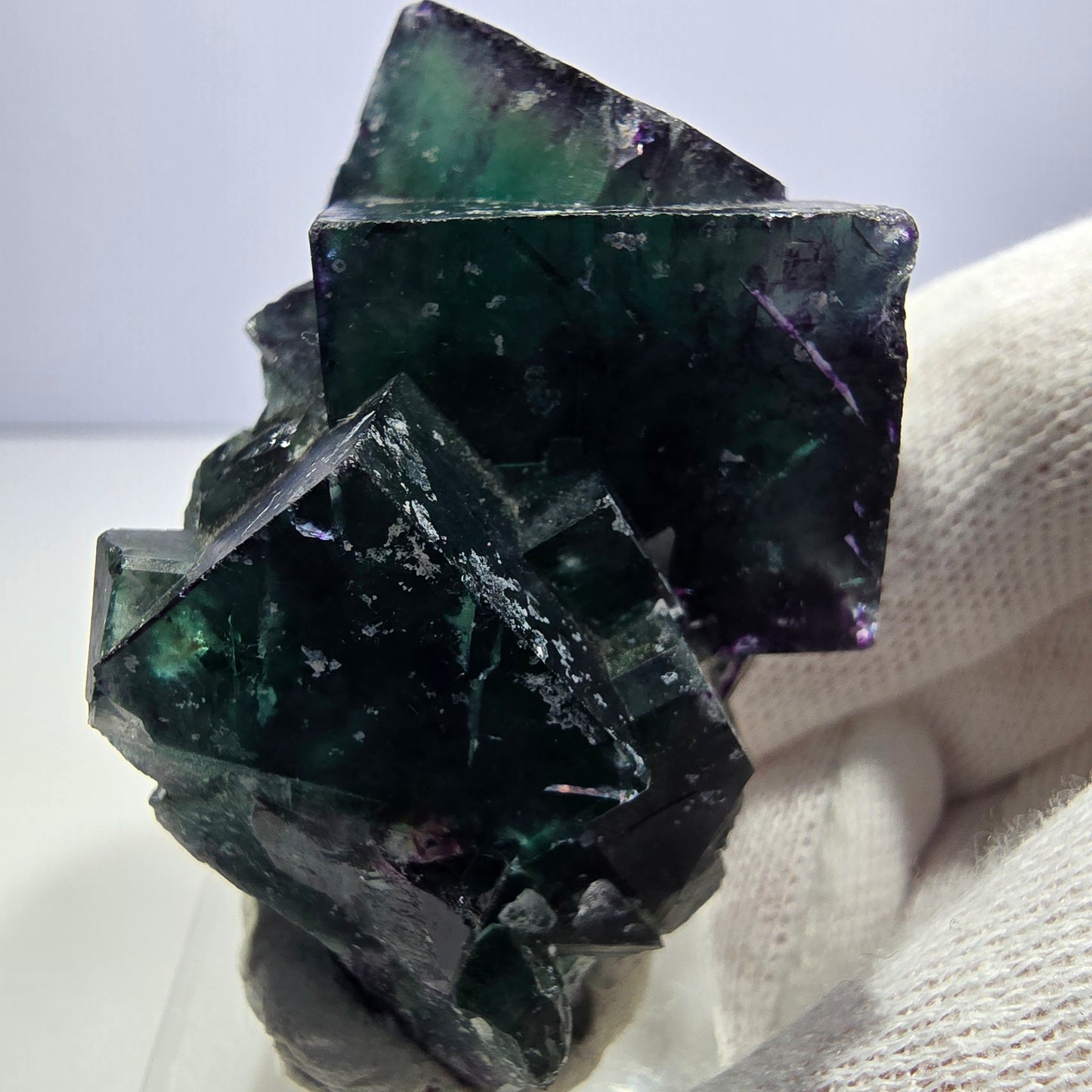 Klare Phantom Fluorit Würfel Stufe zonal grün lila Okorusu, Namibia 52*36*32mm