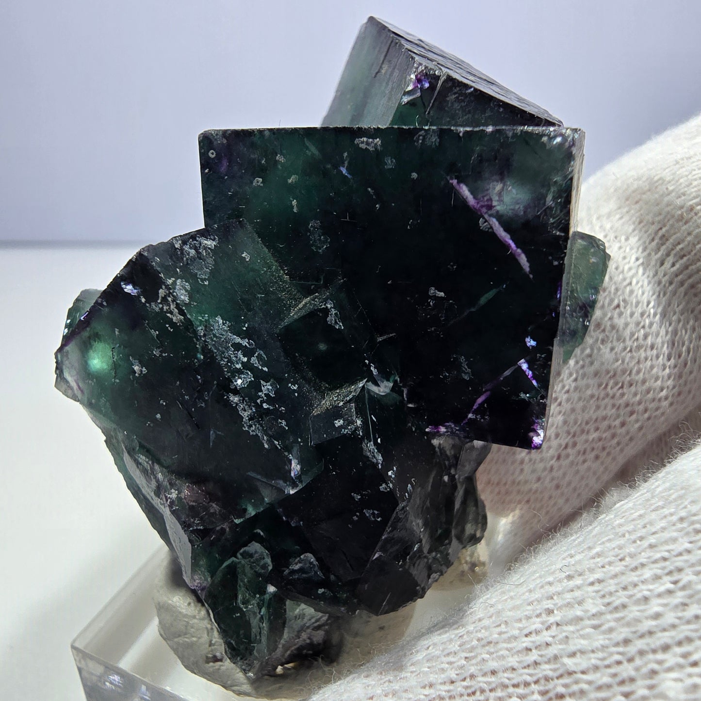 Klare Phantom Fluorit Würfel Stufe zonal grün lila Okorusu, Namibia 52*36*32mm