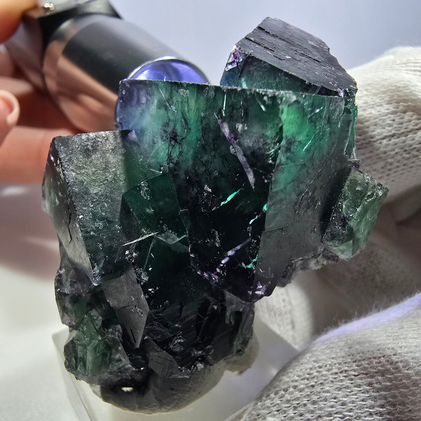 Klare Phantom Fluorit Würfel Stufe zonal grün lila Okorusu, Namibia 52*36*32mm