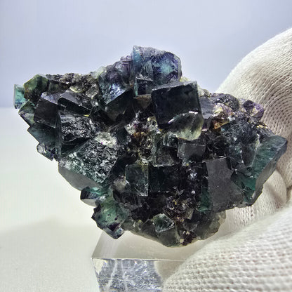 Clear Phantom Fluorite Cube Specimen zonal green purple Okorusu, Namibia 60*39*24mm 
