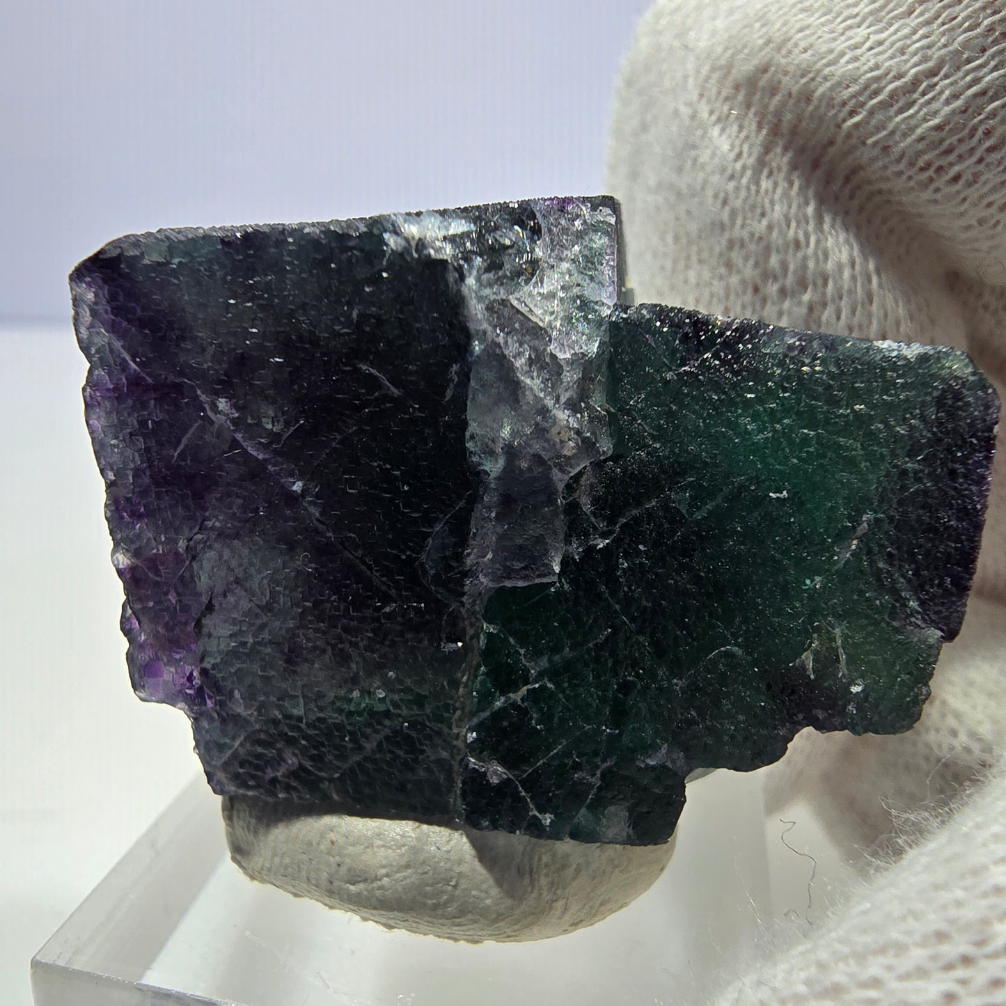 Clear Phantom Fluorite Cube Specimen zonal green purple Okorusu, Namibia 37*27*19mm 