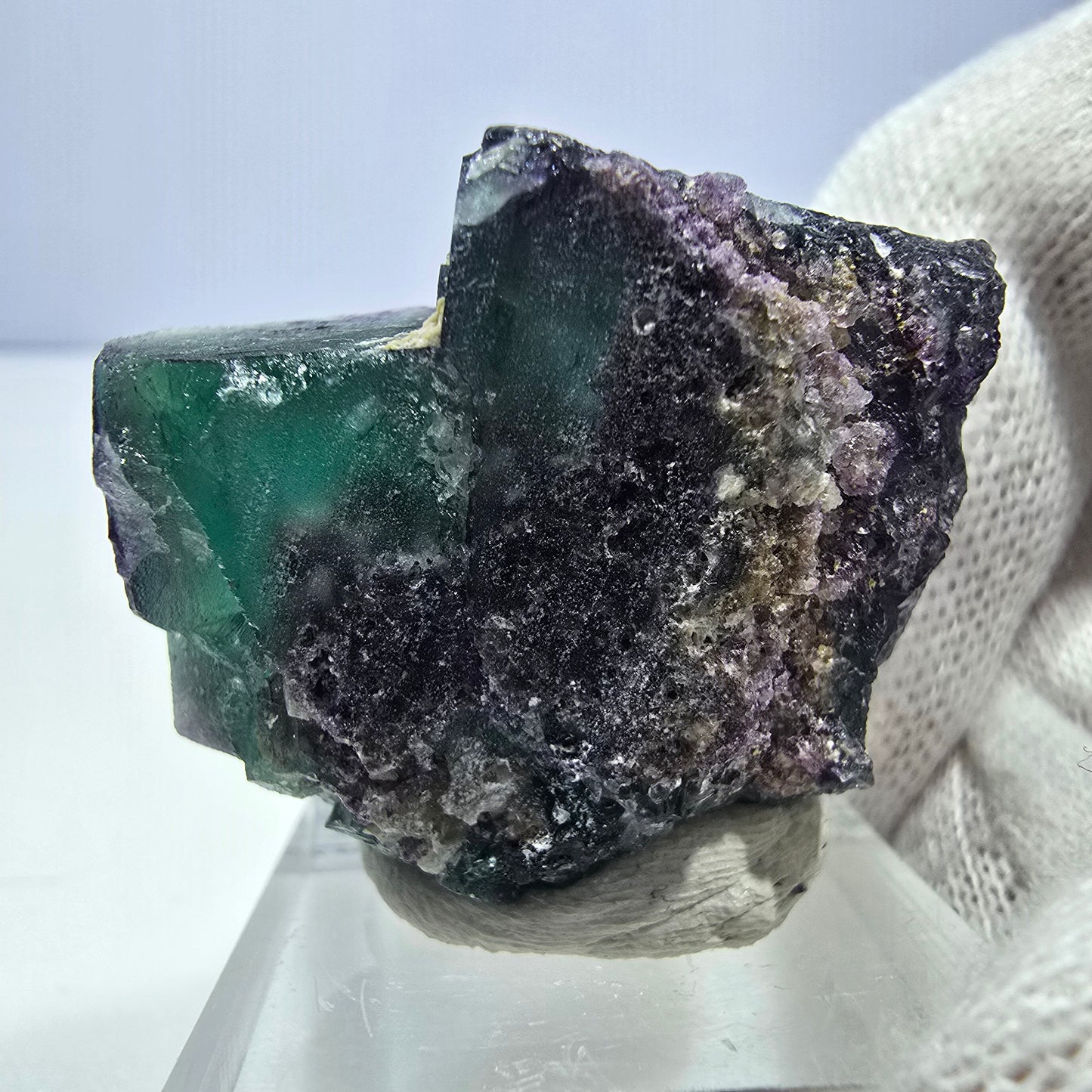 Clear Phantom Fluorite Cube Specimen zonal green purple Okorusu, Namibia 37*27*19mm 