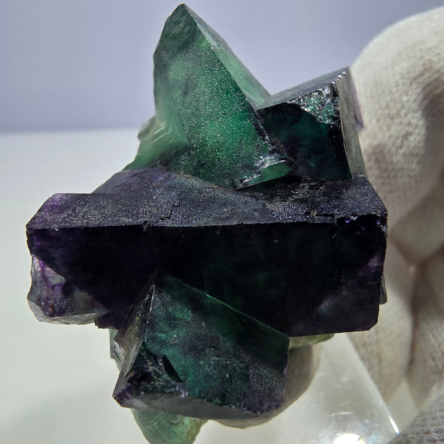 Clear Phantom Fluorite Cube Specimen zonal green purple Okorusu, Namibia 51*33*33mm 