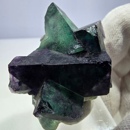 Clear Phantom Fluorite Cube Specimen zonal green purple Okorusu, Namibia 51*33*33mm 