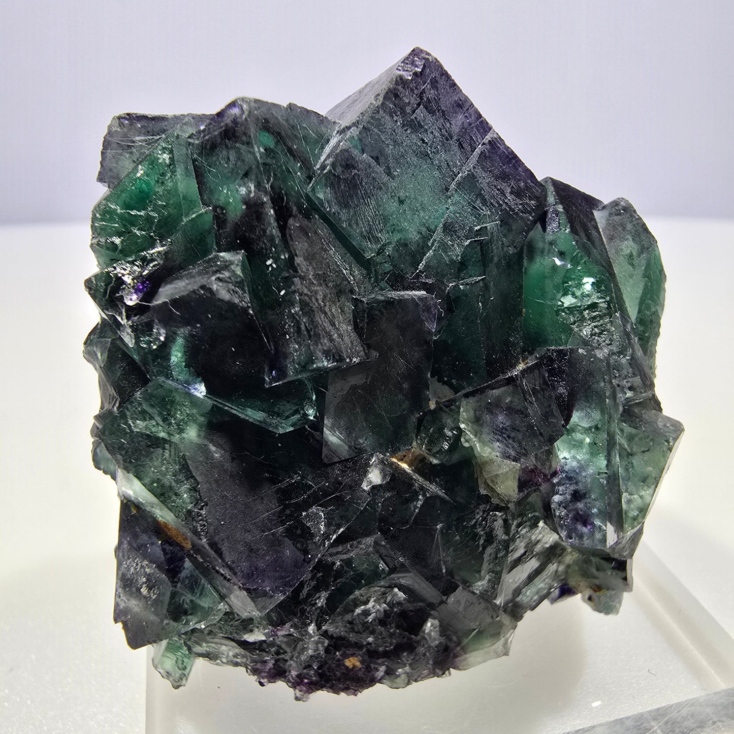 Clear Phantom Fluorite Cube Specimen zonal green purple Okorusu, Namibia 55*40*40mm 