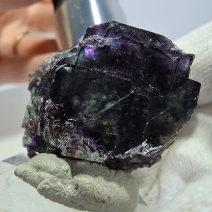 Klare Phantom Fluorit Würfel Stufe zonal grün lila Okorusu, Namibia 35*30*22mm