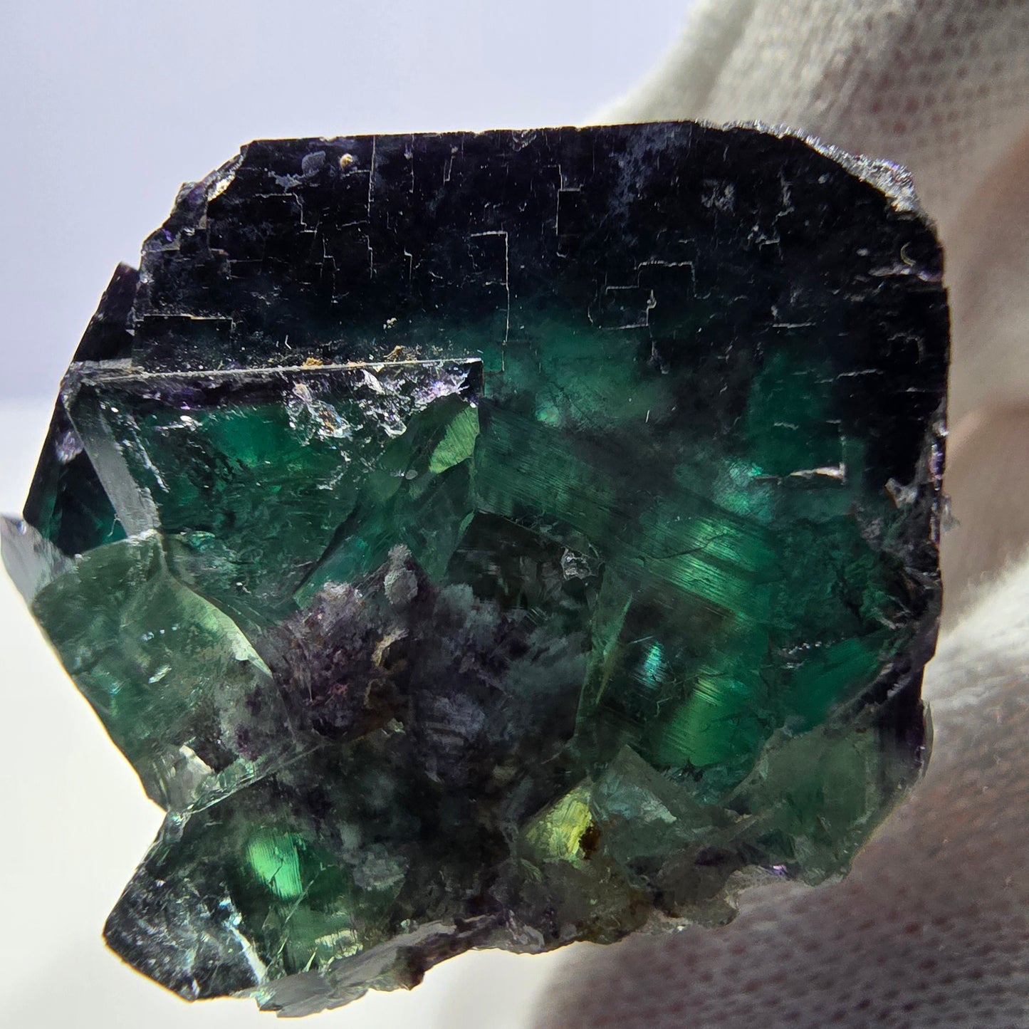 Clear Phantom Fluorite Cube Specimen zonal green purple Okorusu, Namibia 45*37*29mm 