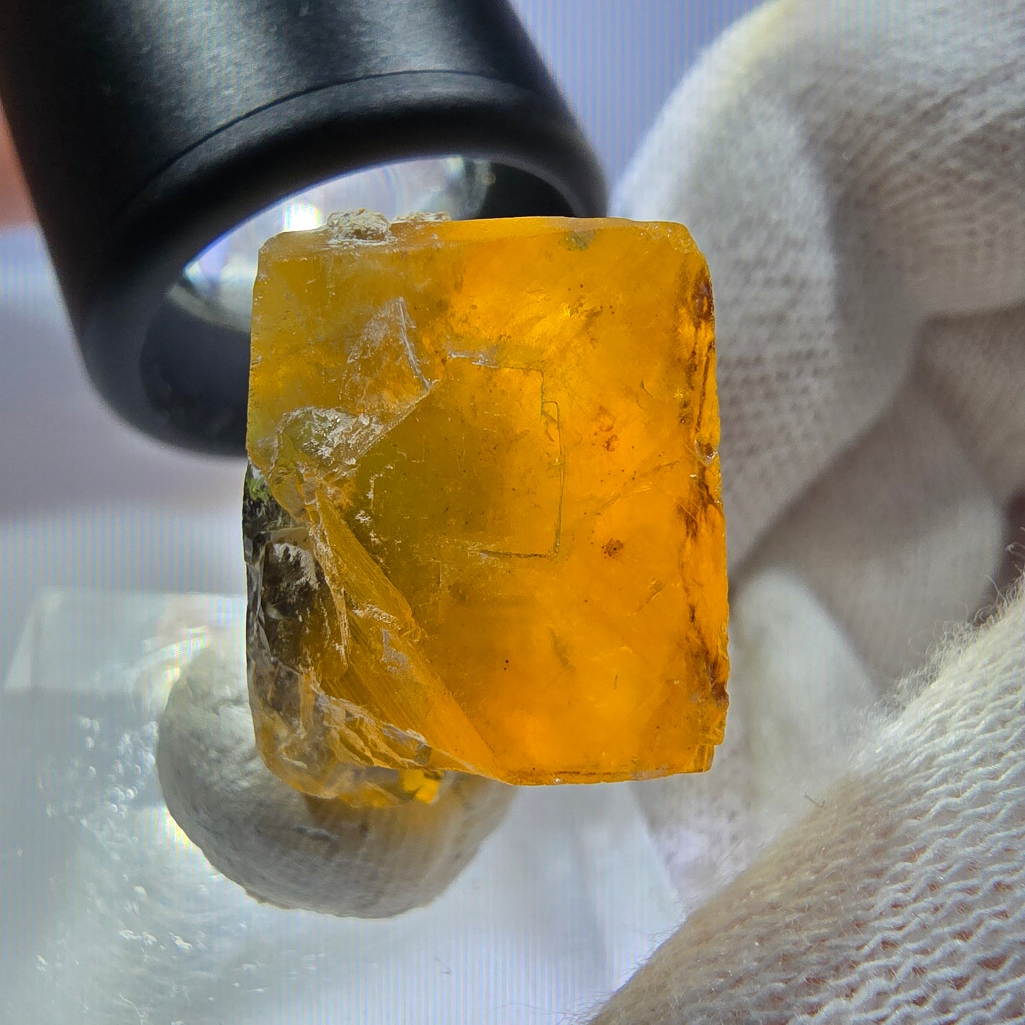 Klarer Phantom Fluorit Würfel, gelb grün Okorusu, Namibia 27*26*15mm