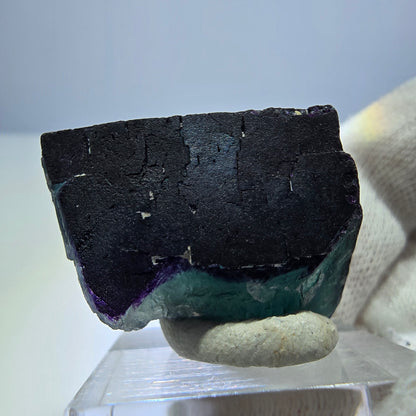 Clear Fluorite Cube, parquetted green purple 11:11 Angel Pocket Okorusu, Namibia 30*30*22mm 