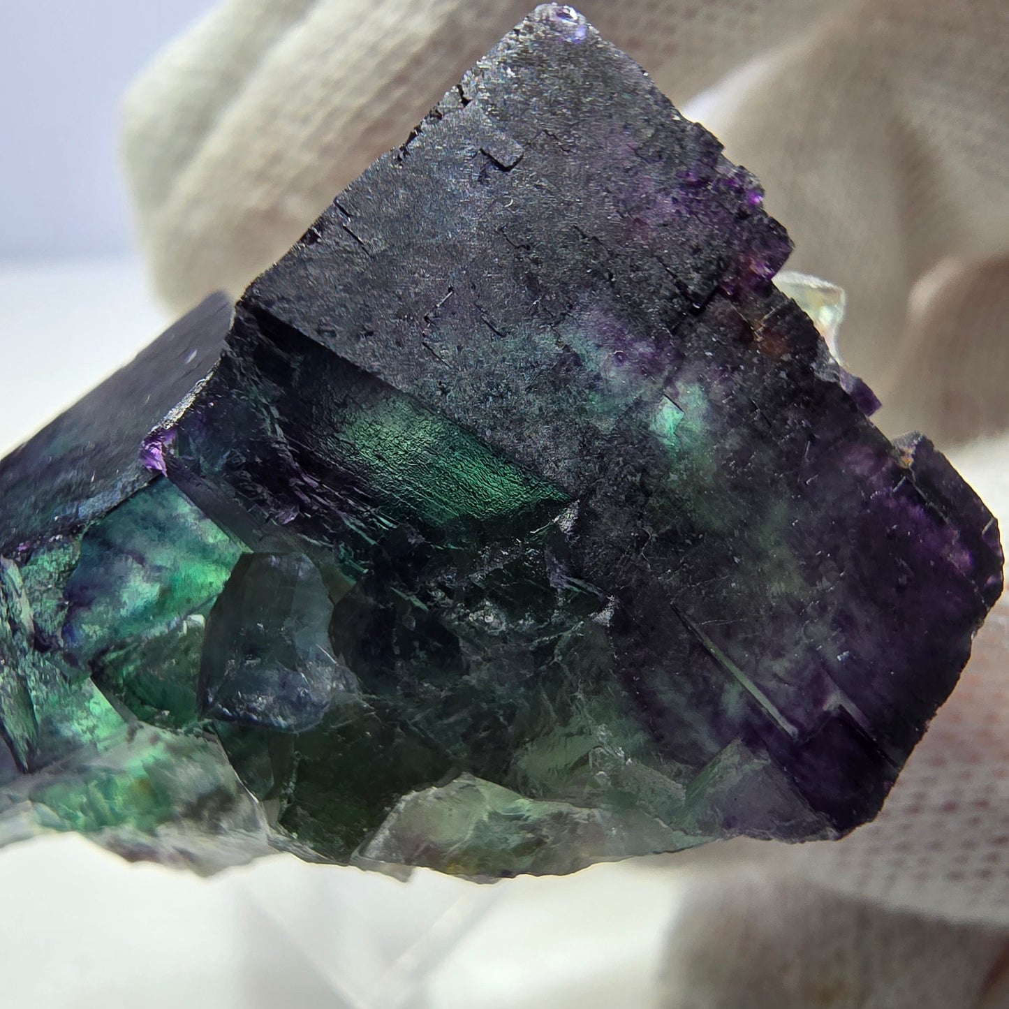 Klare Phantom Fluorit Würfel Stufe zonal grün lila Okorusu, Namibia 41*24*21mm