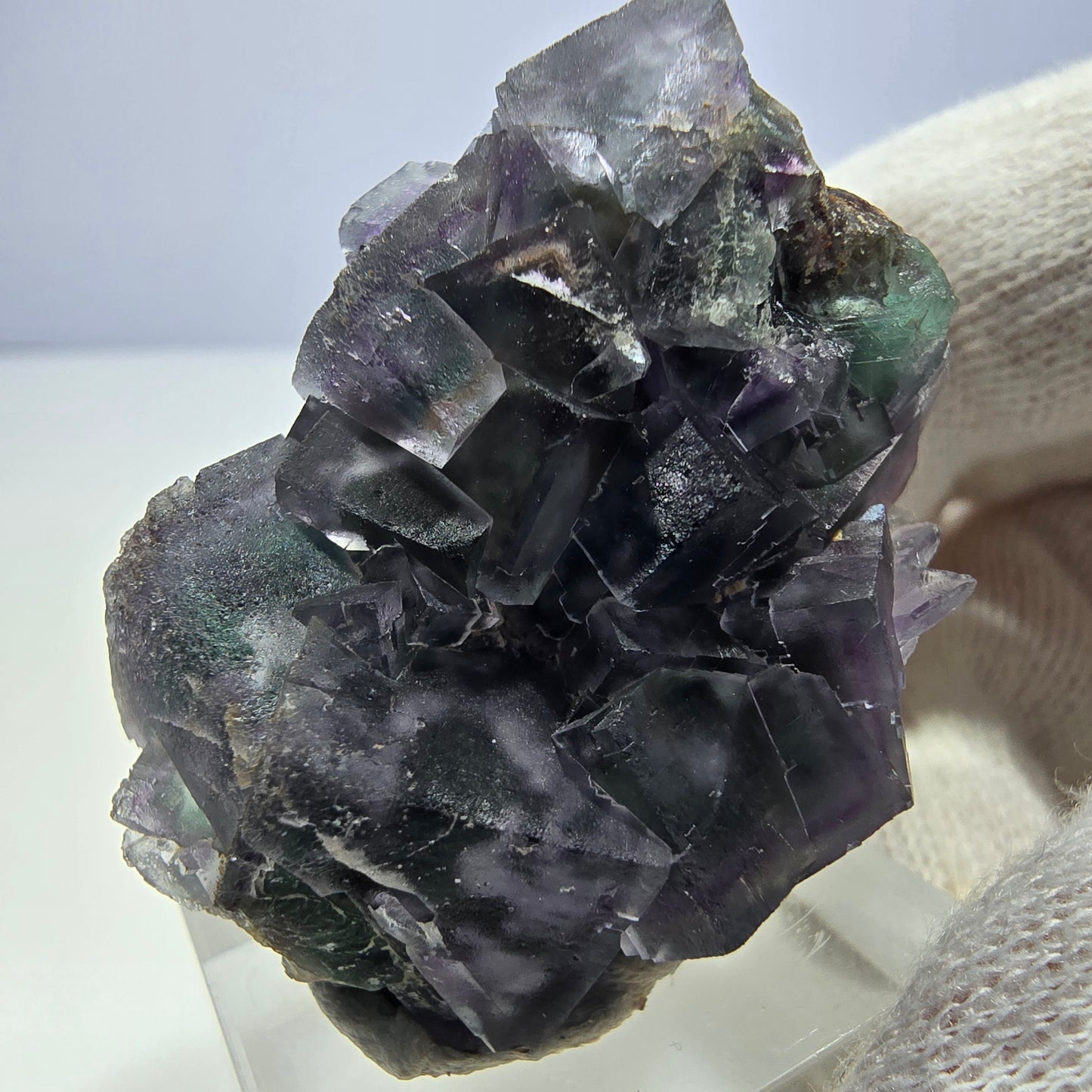 Clear Phantom Fluorite Cube Specimen zonal green purple Okorusu, Namibia 42*32*33mm 