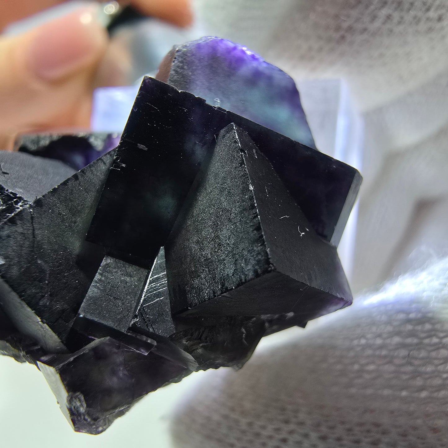 Klare Phantom Fluorit Würfel Stufe zonal grün lila Okorusu, Namibia 37*31*24mm