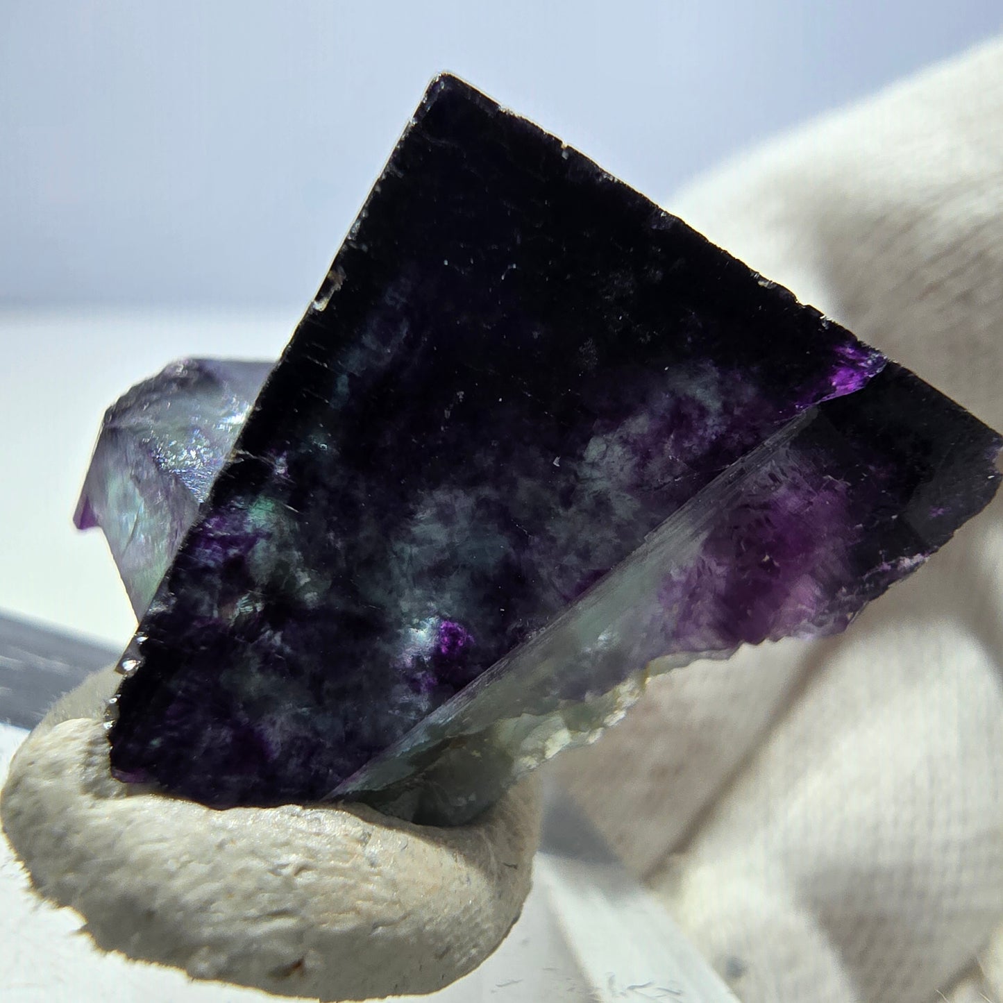 Klare Phantom Fluorit Würfel Stufe zonal grün lila Okorusu, Namibia 23*17*22mm