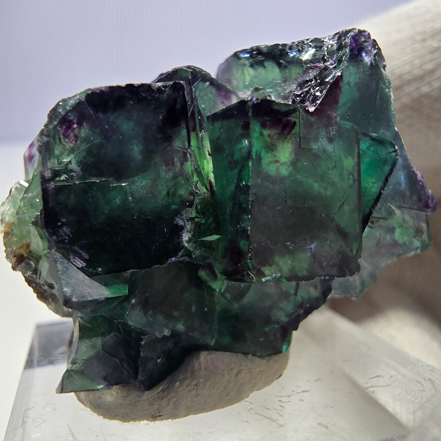 Clear Phantom Fluorite Cube Specimen zonal green purple Okorusu, Namibia 32*24*15mm 