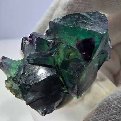 Clear Phantom Fluorite Cube Specimen zonal green purple Okorusu, Namibia 32*24*15mm 