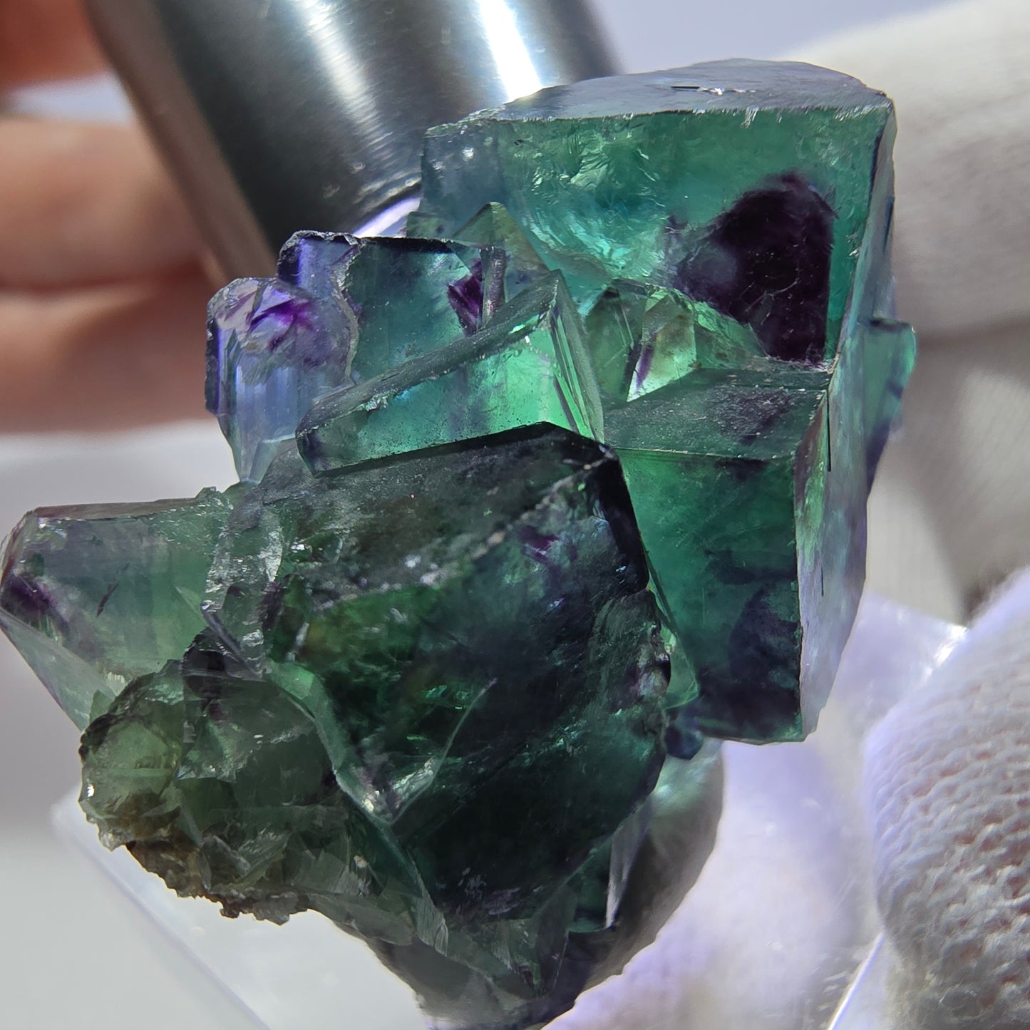 Clear Phantom Fluorite Cube Specimen zonal green purple Okorusu, Namibia 32*24*15mm 