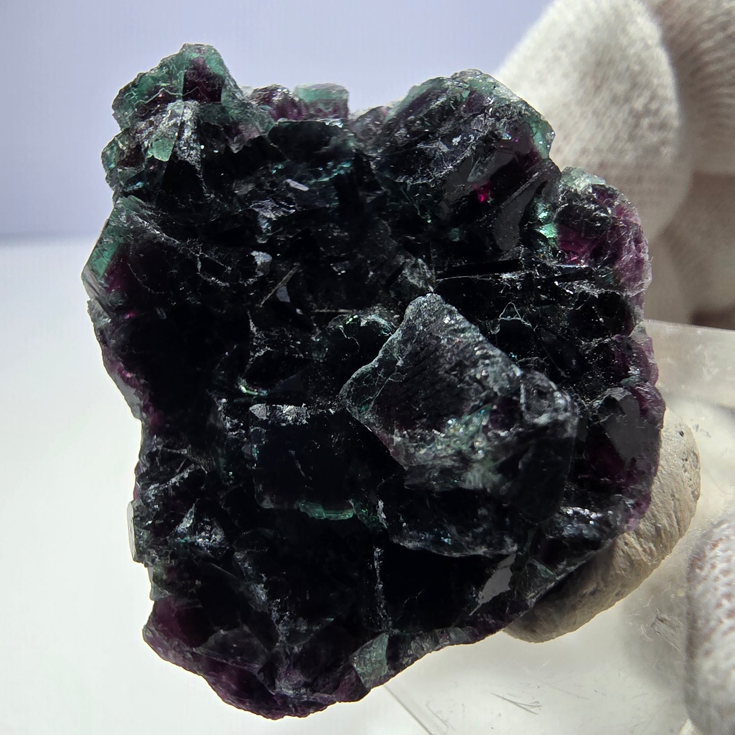 Klare Phantom Fluorit Würfel Stufe, grün lila Okorusu, Namibia 36*33*14mm
