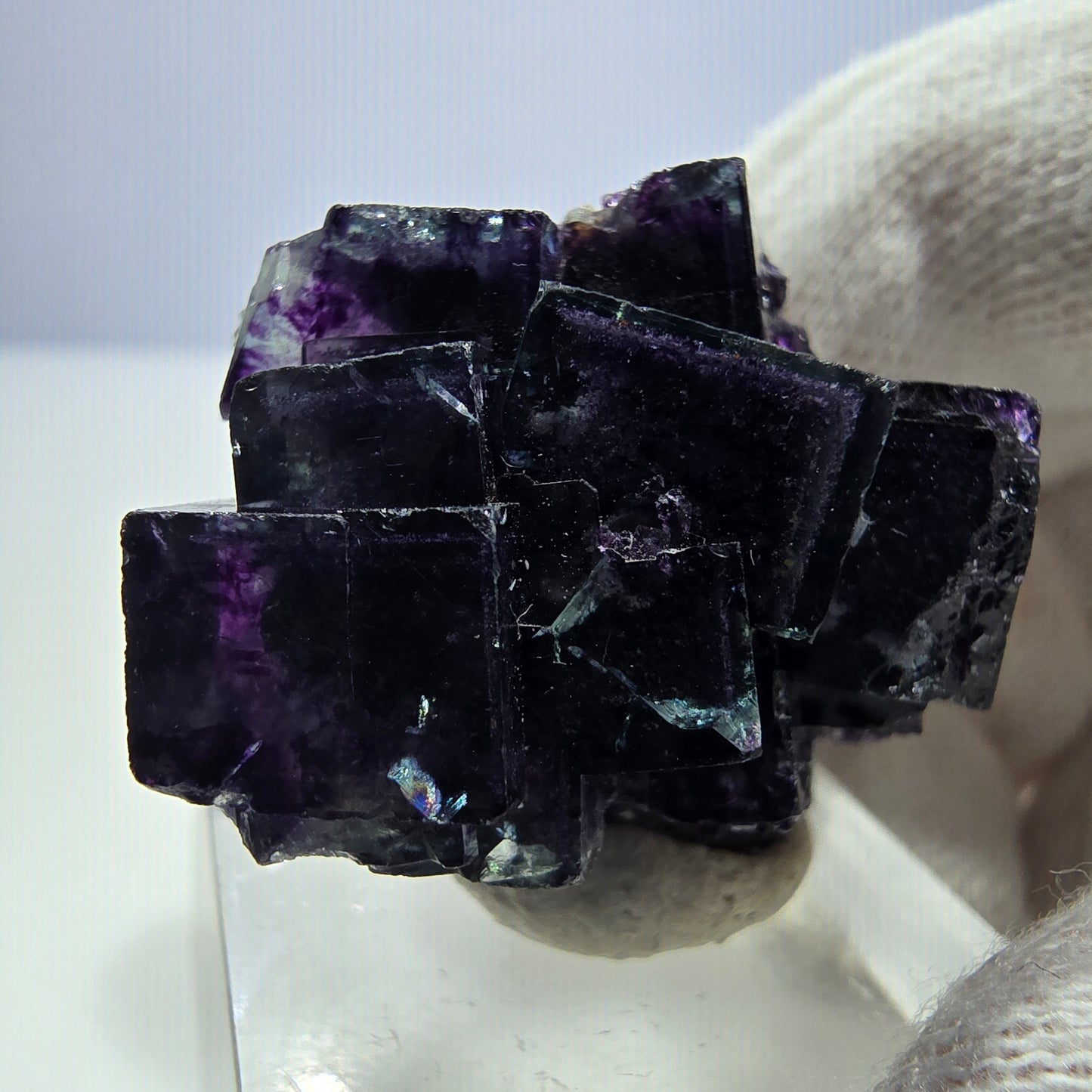 Klare Phantom Fluorit Würfel Stufe zonal grün lila Okorusu, Namibia 33*26*17mm