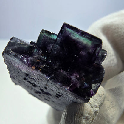 Klare Phantom Fluorit Würfel Stufe zonal grün lila Okorusu, Namibia 33*26*17mm
