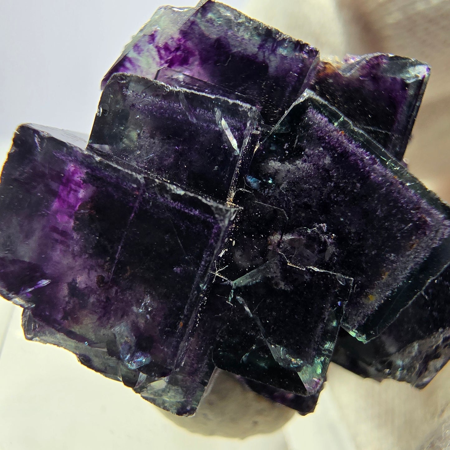 Klare Phantom Fluorit Würfel Stufe zonal grün lila Okorusu, Namibia 33*26*17mm
