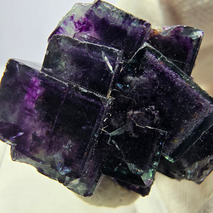 Klare Phantom Fluorit Würfel Stufe zonal grün lila Okorusu, Namibia 33*26*17mm