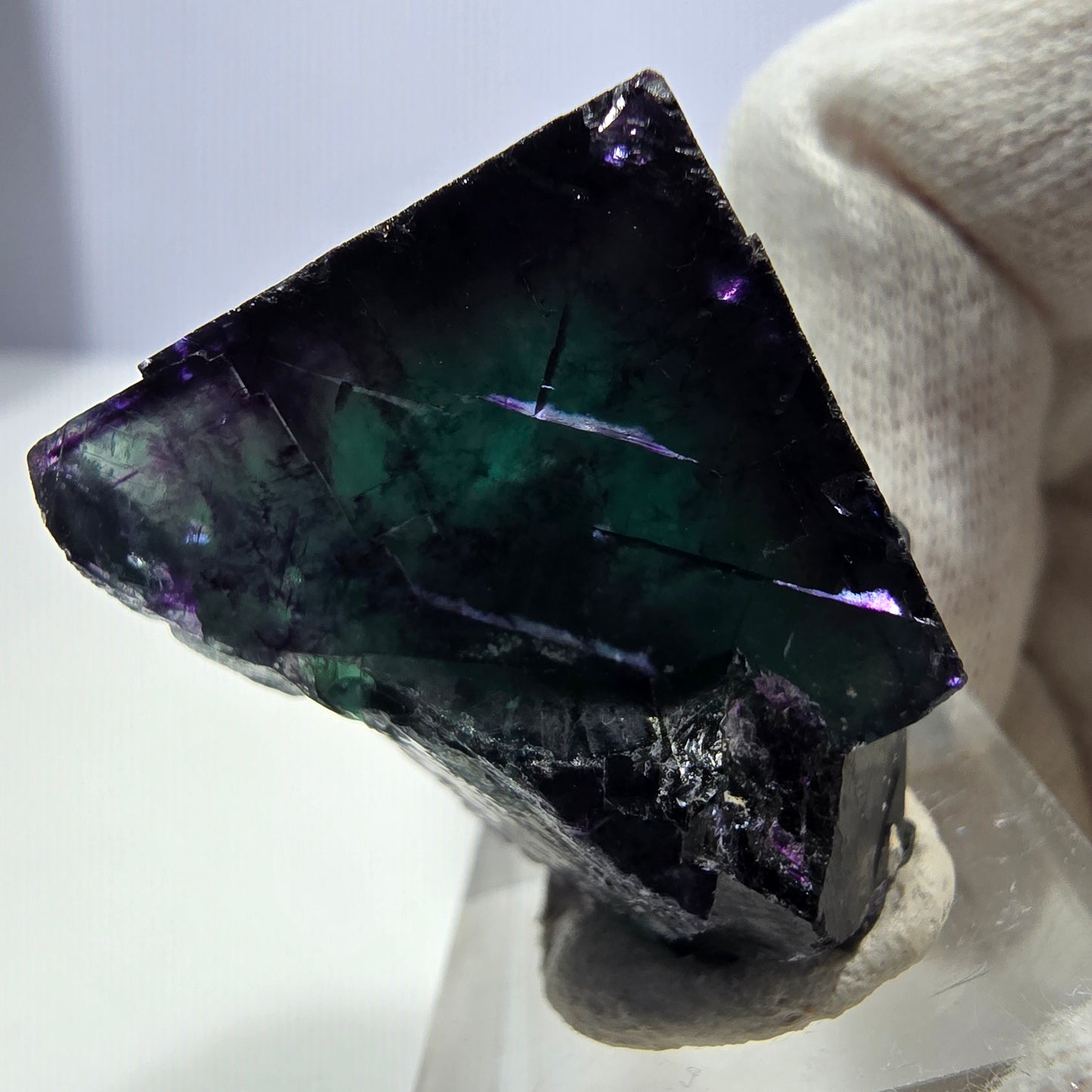 Klare Phantom Fluorit Würfel Stufe zonal grün lila Okorusu, Namibia 37*32*29mm