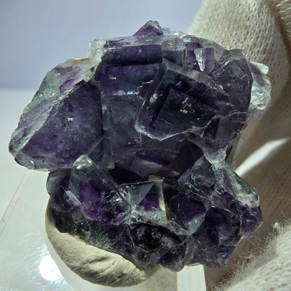 Klare Phantom Fluorit Würfel Stufe zonal grün lila Okorusu, Namibia 35*33*14mm
