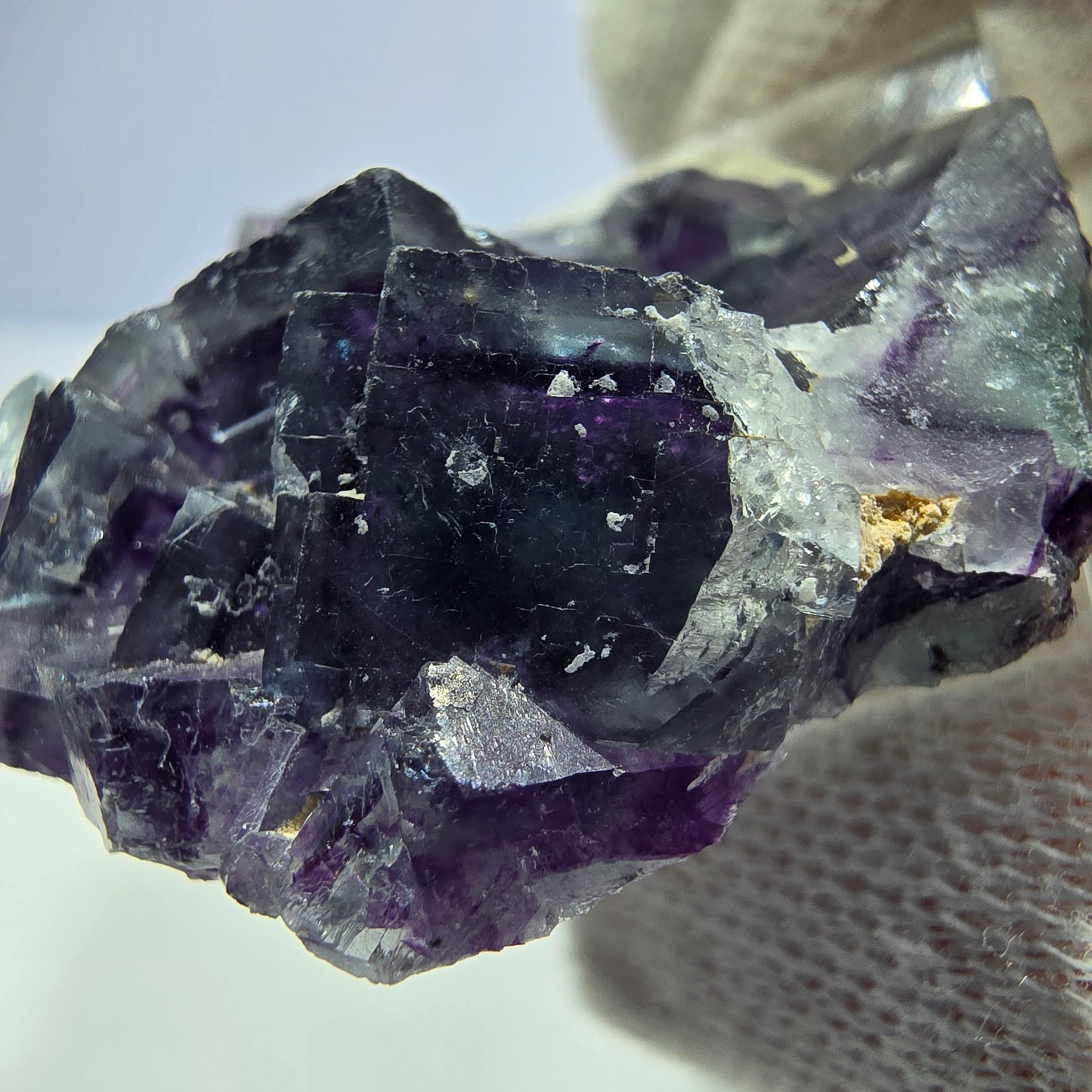 Klare Phantom Fluorit Würfel Stufe zonal grün lila Okorusu, Namibia 35*33*14mm