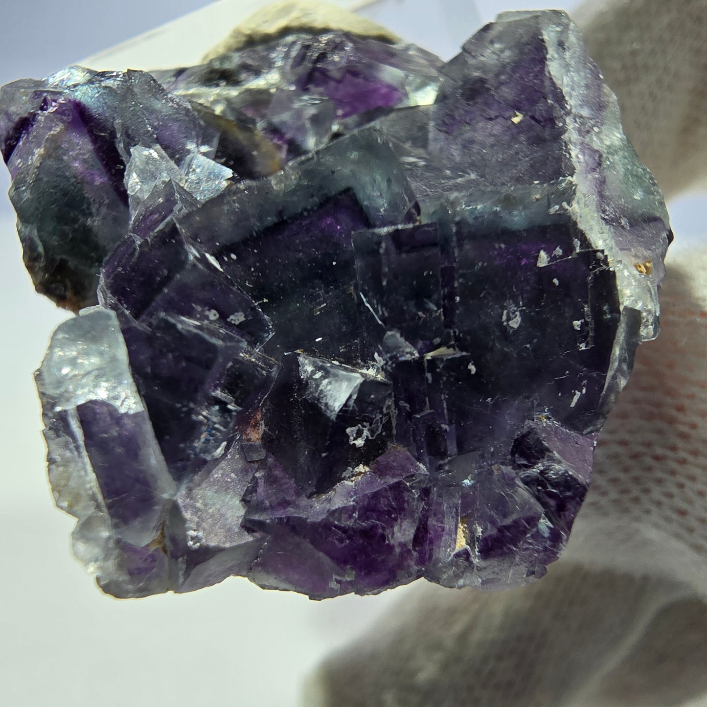 Klare Phantom Fluorit Würfel Stufe zonal grün lila Okorusu, Namibia 35*33*14mm