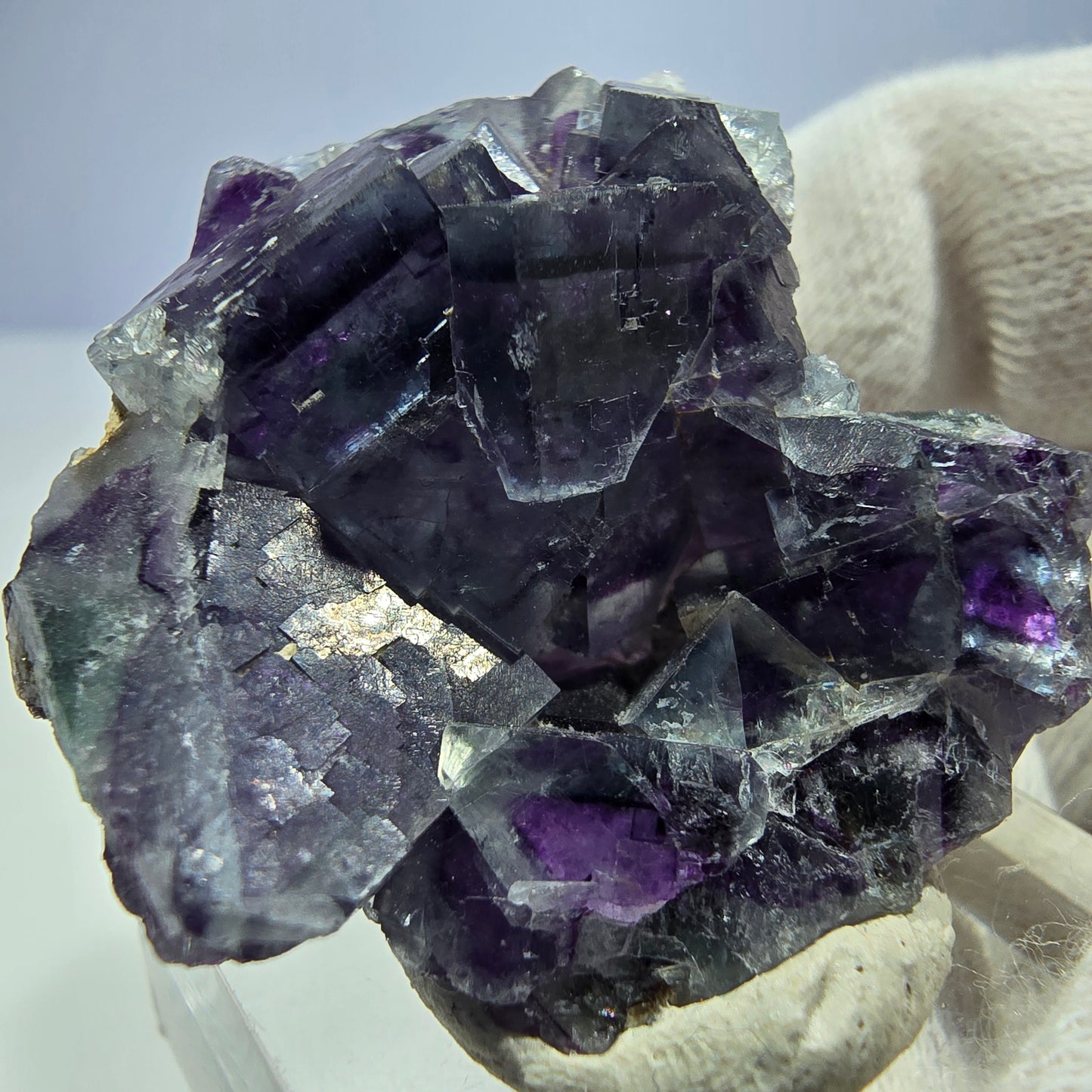 Klare Phantom Fluorit Würfel Stufe zonal grün lila Okorusu, Namibia 35*33*14mm