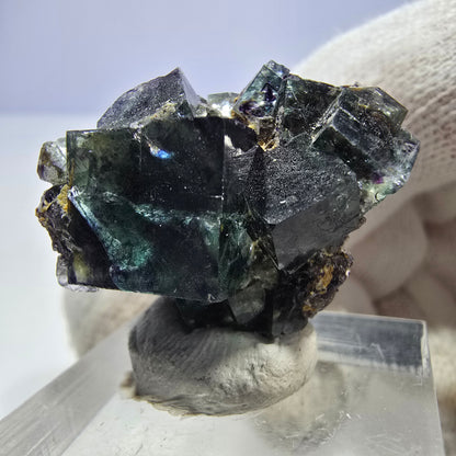 Klare Phantom Fluorit Würfel Stufe zonal grün lila Okorusu, Namibia 28*24*15mm